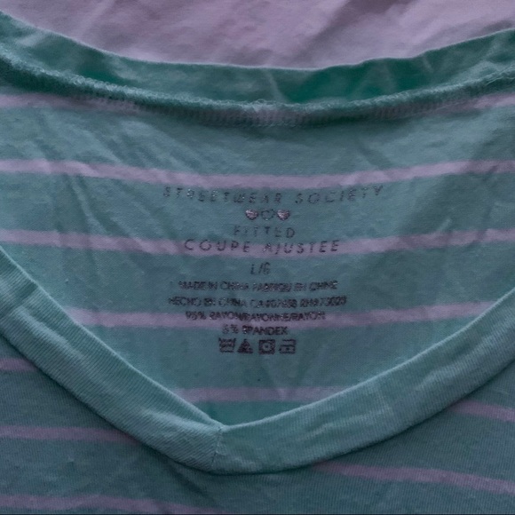 Mint Green Striped Tee - Picture 3 of 3